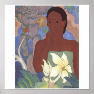 Póster Mujer polinesia y tiki por Arman Manookian, 1929