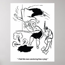 Póster Mujer practicando judo con su marido, humor, diver