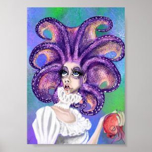 Póster Mujer Pulpo y Cartel de Pez Dorado - Pintura
