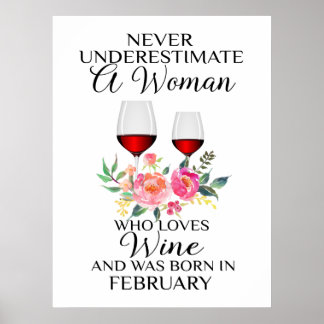 Póster Mujer Que Ama El Vino Nacida En Febrero