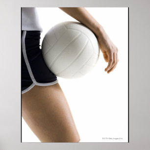 Póster mujer que juega a voleibol