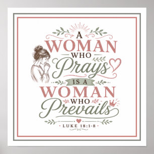 Póster Mujer Que Reza Prevalece Cita Cristiana Espiritual