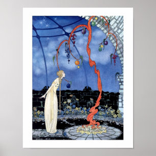 Póster Mujer que se coloca antes de un árbol extraño