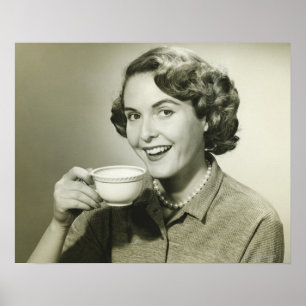 Póster Mujer que sostiene las tazas