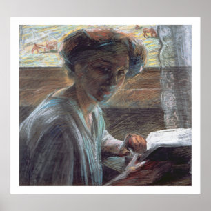 Póster Mujer Reading, 1909 (aceite en lona)