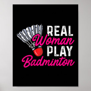 Póster Mujer Real Juega Bádminton Jugadora de Bádminton V