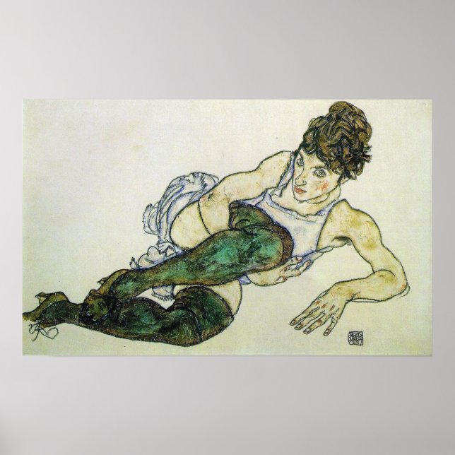 Póster Mujer reclinante, Egon Schiele 24W x 15H (Frente)
