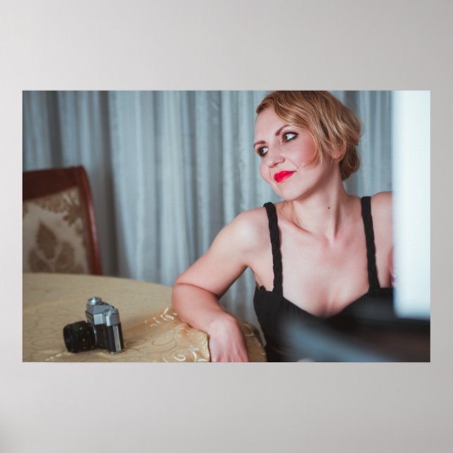 Póster Mujer retro con cámara (Frente)