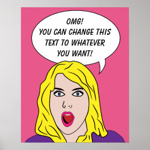 Póster MUJER RETRO CON SU poster personalizado DE TEXTO