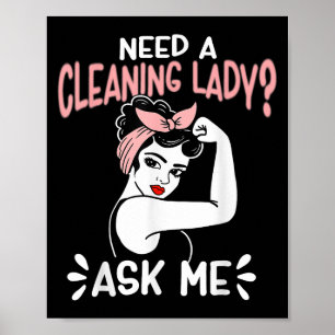 Póster Mujer Retro De La Casa Necesita Una Dama De Limpie