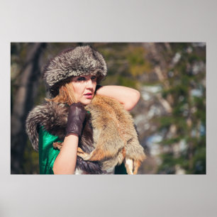 Póster Mujer retro en invierno