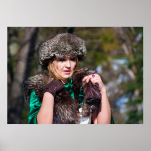 Póster Mujer retro en invierno