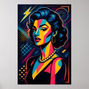 Póster Mujer Retro Glam Pop Art