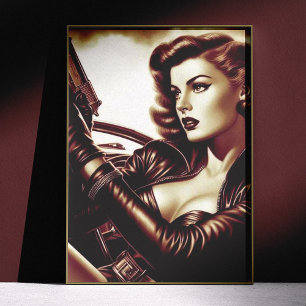 Póster Mujer Retro Pulp
