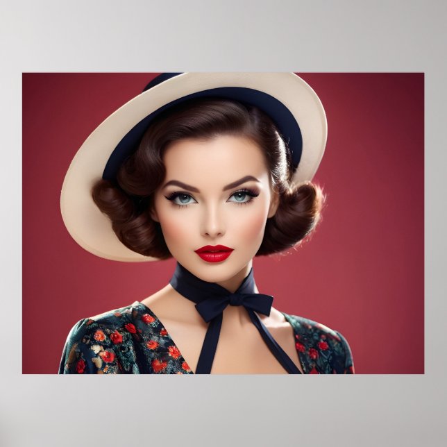 Póster Mujer retro vintage (Frente)
