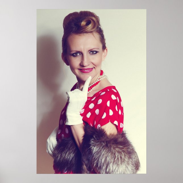 Póster Mujer retro vintage (Frente)