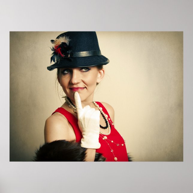 Póster Mujer retro vintage (Frente)