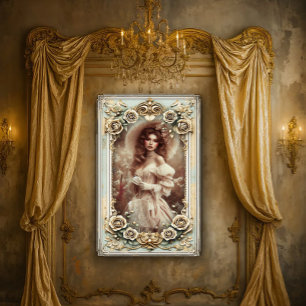 Póster Mujer Rococó Hermosa en Campo