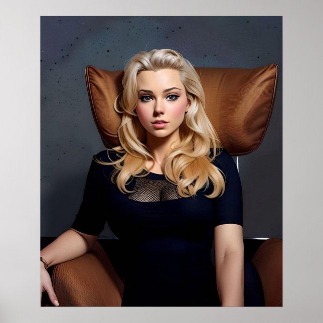 Póster - Mujer Rubia Generada por IA con Aspecto d (Frente)