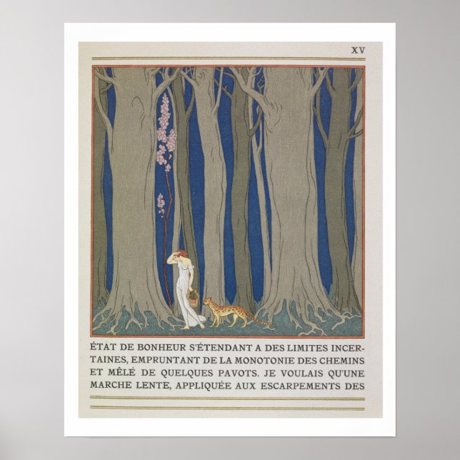 Póster Mujer seguida de un leopardo, ilustracion de Le (Frente)