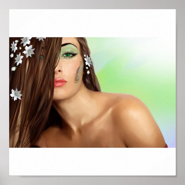 Póster Mujer sensual con ojos verdes (Frente)