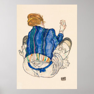 Póster Mujer sentada, Back View (1917) de Egon Schiele.