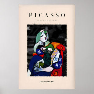 Póster Mujer sentada leyendo figura abstracta de Picasso