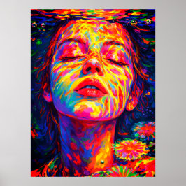 Póster Mujer Serena Bajo el Agua Colores de Arcoíris Impa
