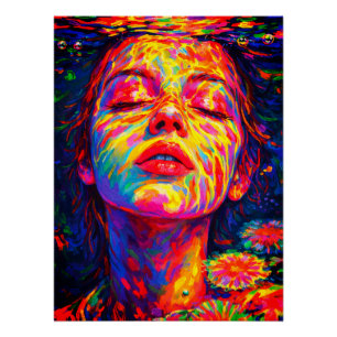 Póster Mujer Serena Bajo el Agua Colores de Arcoíris Impa
