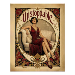 Póster Mujer serena en estilo Art Nouveau