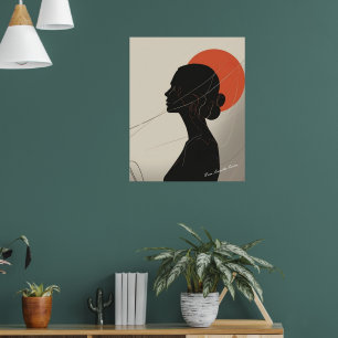 Póster Mujer Silueta Bohemia Inclusiva con Círculo de Pue
