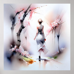 Póster Mujer solitaria caminando