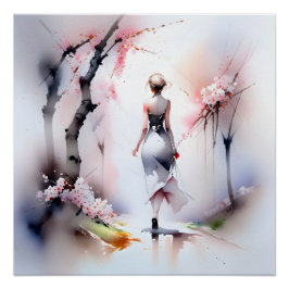 Póster Mujer solitaria caminando