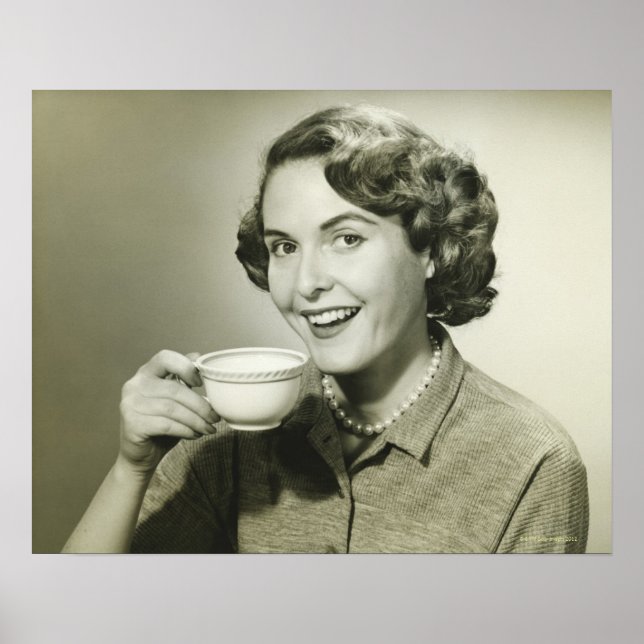 Póster Mujer sosteniendo tazas (Frente)