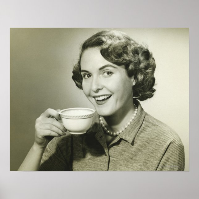 Póster Mujer sosteniendo tazas (Frente)