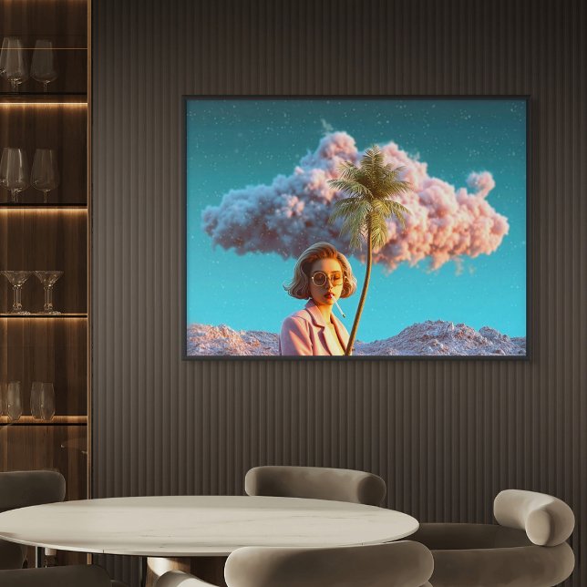 Póster Mujer Surrealista con Palmera (Surreal Woman with Palm Tree)