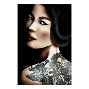 Póster Mujer tatuada de Japón
