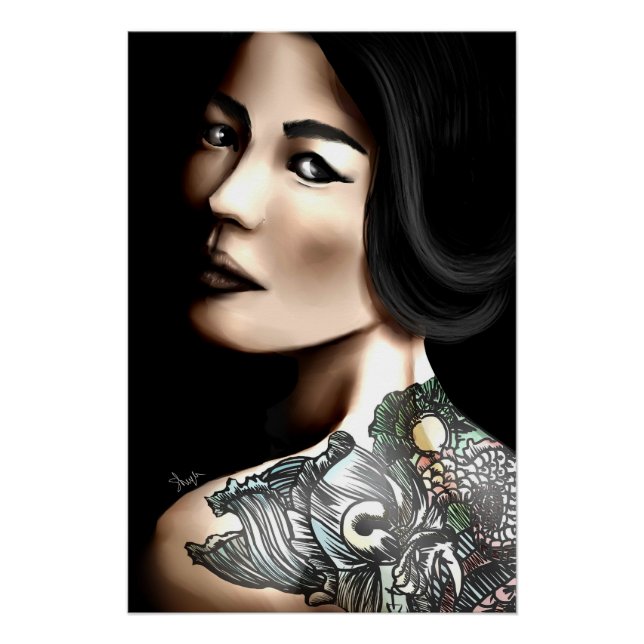 Póster Mujer tatuada de Japón (Anverso)