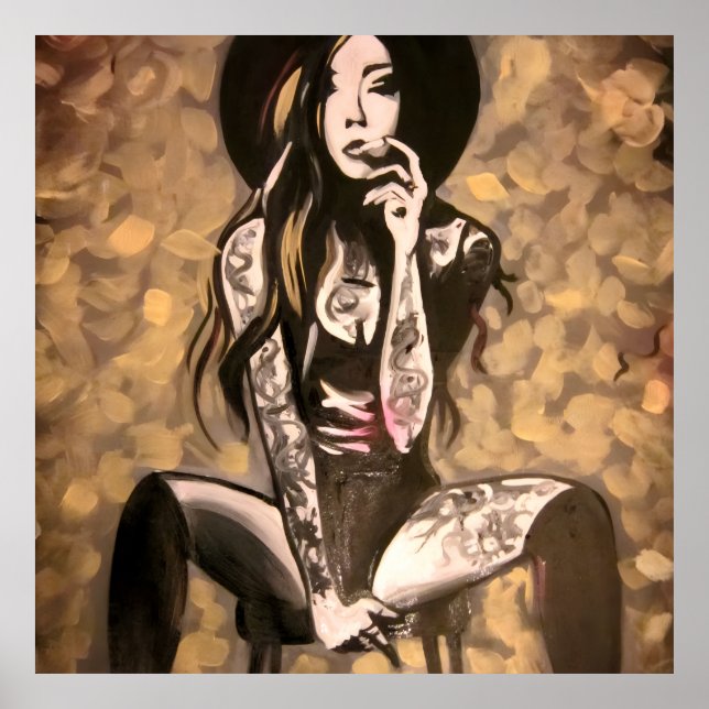 Póster Mujer Tatuada en Oro (Frente)