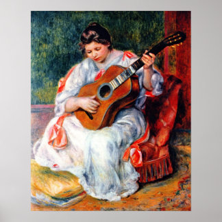 Póster Mujer tocando la guitarra de Pierre Renoir