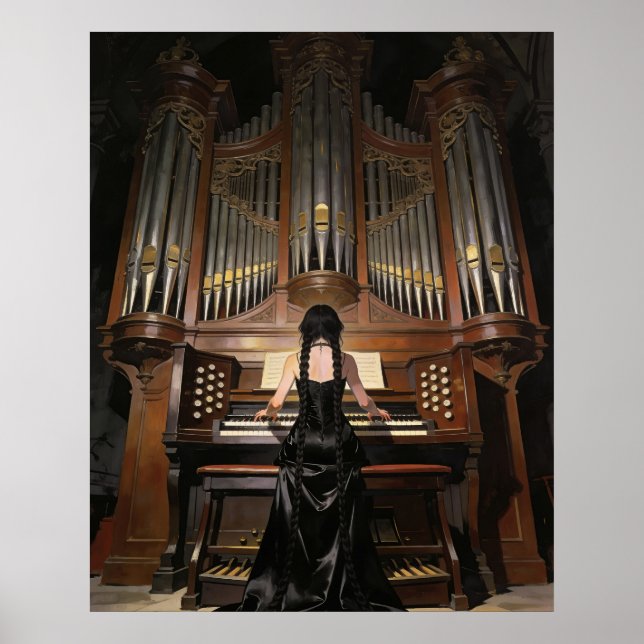 Póster Mujer tocando un gran órgano (Frente)