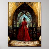Mujer tudor en traje de crimson