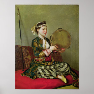 Póster Mujer turca con un tambourine