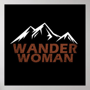 Póster mujer vagabunda acampando