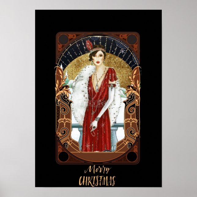 Póster Mujer ventilado de los años 1920 en rojo (Frente)