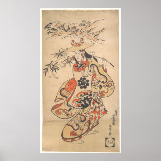 Póster Mujer ventilado durante el Festival de Tanabata