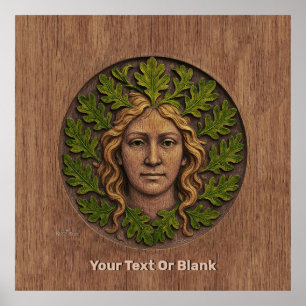 Póster Mujer Verde - Madera