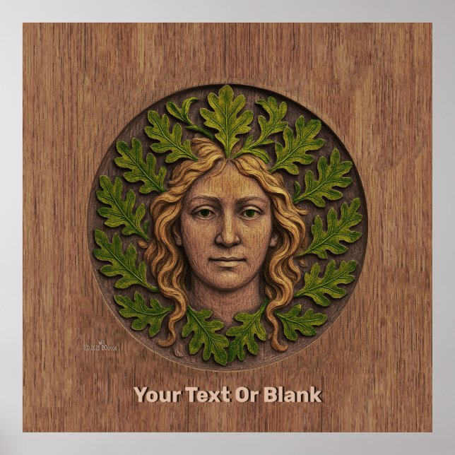 Póster Mujer Verde - Madera (Frente)