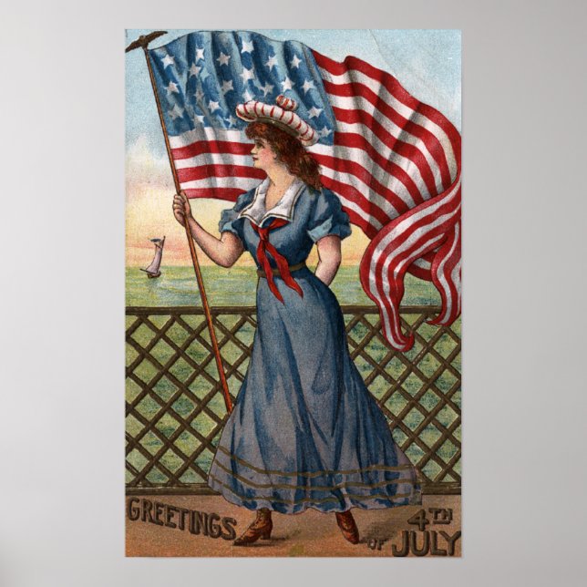 Póster Mujer vestida de forma patriótica (Frente)
