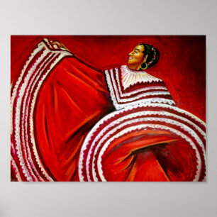 Póster Mujer vestida de rojo